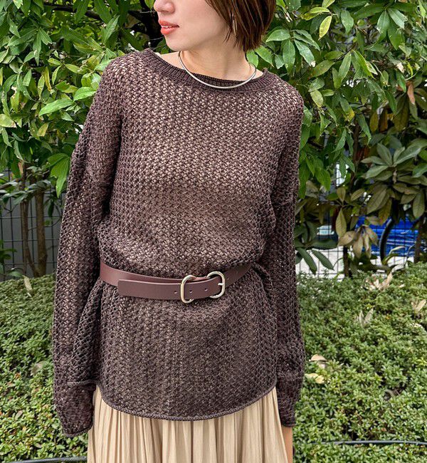 NOLLEY'S「《手洗い可能》ペーパーヤーンメッシュプルオーバー」|ニット・セーター|ダークブラウン