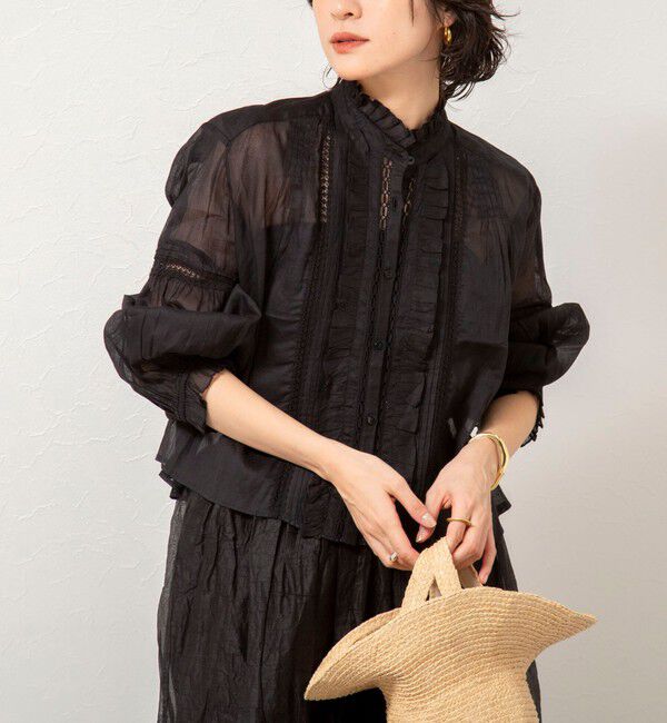NOLLEY'S sophi「【MARILYN MOON】sheer starched cotton lace frilled ブラウス」|シャツ・ブラウス|ブラック