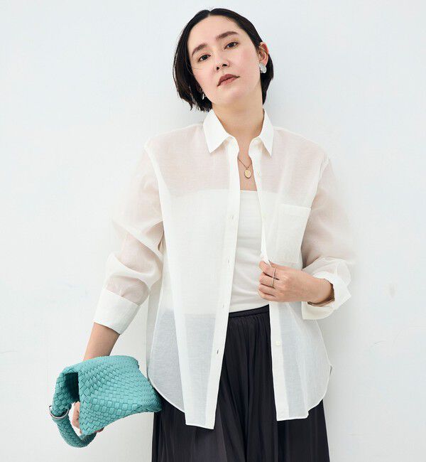 NOLLEY'S sophi「ウォッシャブルシアーオーガンジー2WAYシャツ」|シャツ・ブラウス|ホワイト