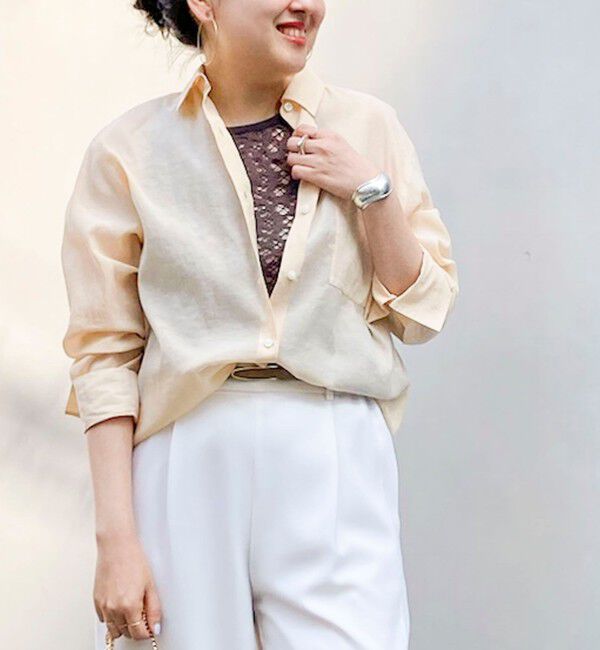 NOLLEY'S sophi「ウォッシャブルシアーオーガンジー2WAYシャツ」|シャツ・ブラウス|オレンジ