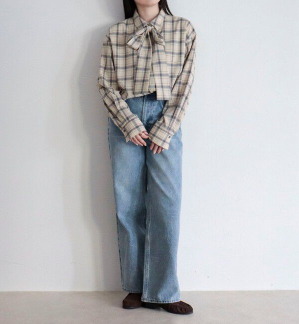 fredy emue「チェック柄ビッグボウタイブラウス」|シャツ・ブラウス|