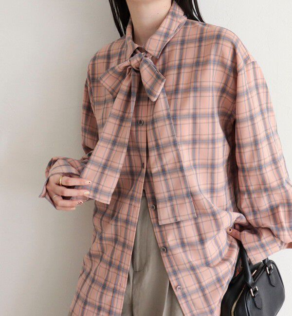 fredy emue「チェック柄ビッグボウタイブラウス」|シャツ・ブラウス|