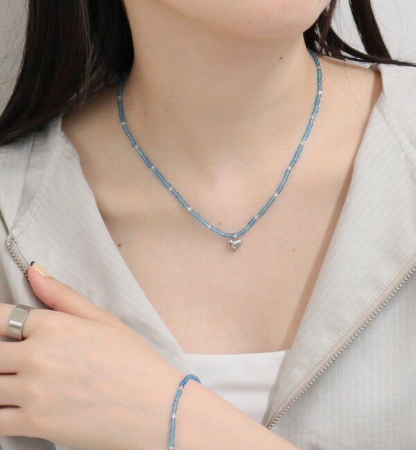 fredy emue「ビーズ&times;ハートトップネックレス」|ネックレス|ライトブルー