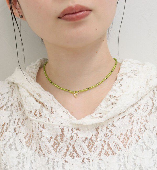 fredy emue「ビーズ&times;ハートトップネックレス」|ネックレス|ライトグリーン