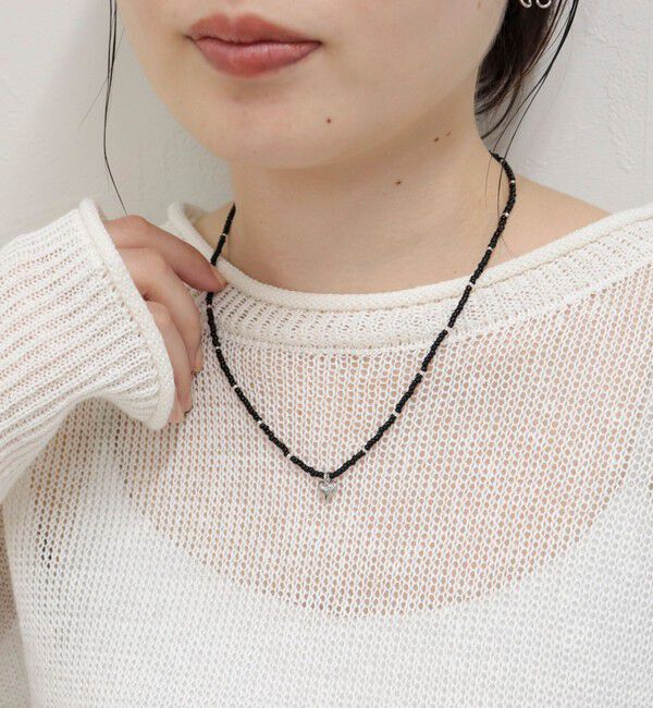 fredy emue「ビーズ&times;ハートトップネックレス」|ネックレス|ブラック