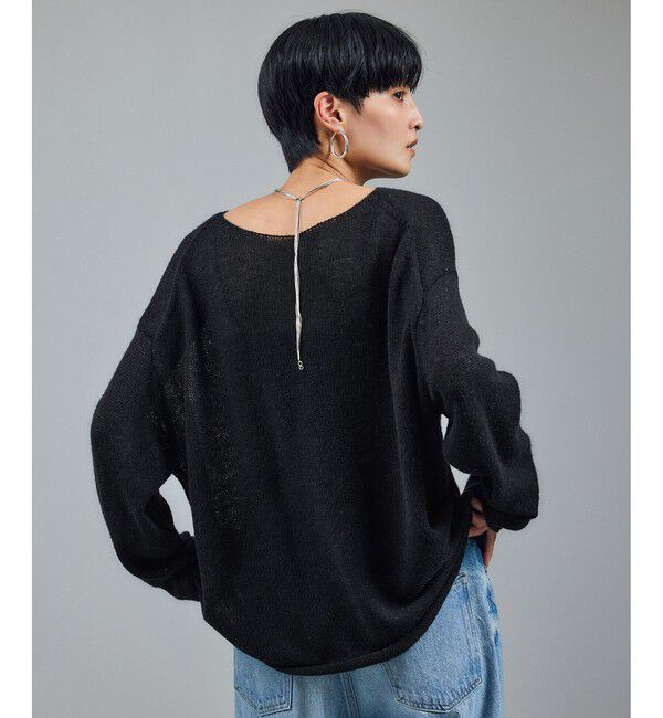 SALON adam et rope'「シアーアルパカウールニットプルオーバー」|ニット・セーター|ブラック(01)