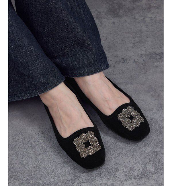 SALON adam et rope'「【MALUS（マリュス）】Velvet bijou shoes / ベルベットビジューパンプス」|パンプス|