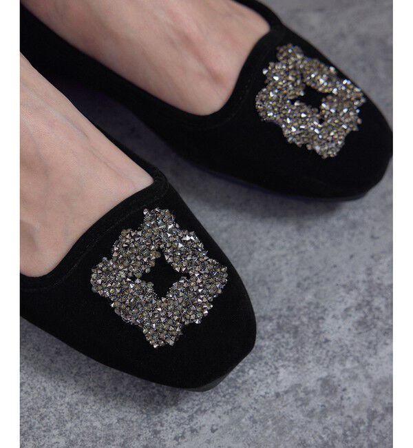 SALON adam et rope'「【MALUS（マリュス）】Velvet bijou shoes / ベルベットビジューパンプス」|パンプス|