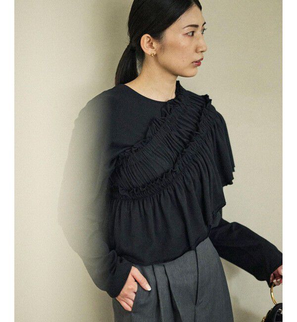 ROPE「カシミヤタッチビスチェ付きカットソー」|Tシャツ・カットソー|ブラック(01)