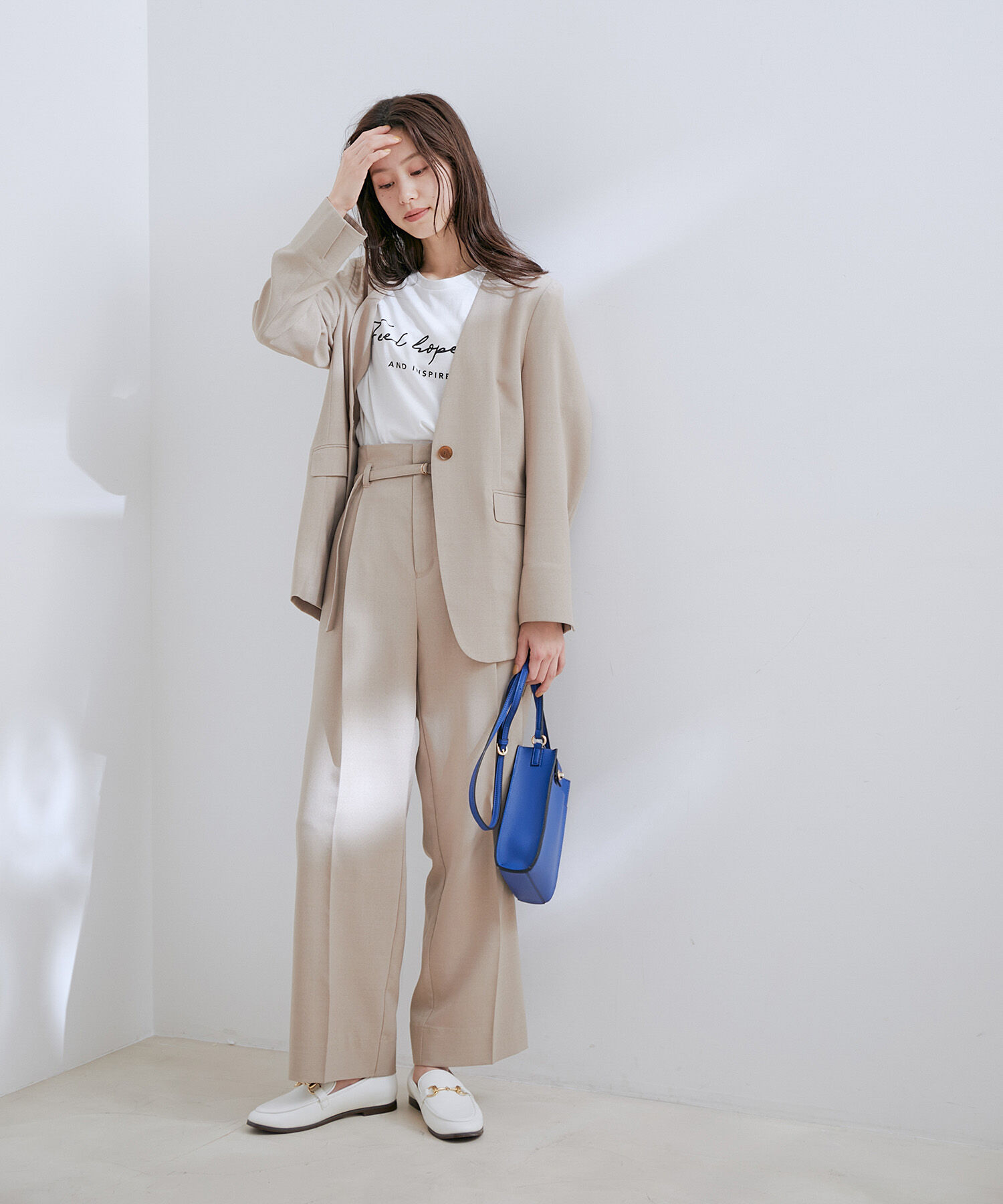 VIS「【接触冷感・洗える】美easy Dカンベルト付きワイドパンツ【セットアップ対応】」|スラックス|