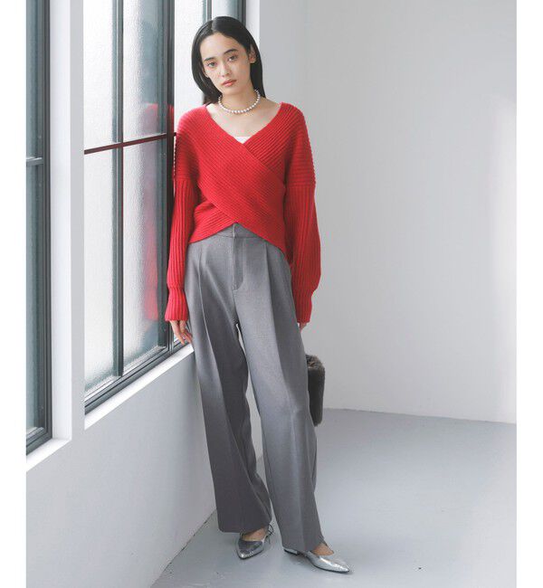 VIS「ふんわりカシュクールニットプルオーバー」|ニット・セーター|