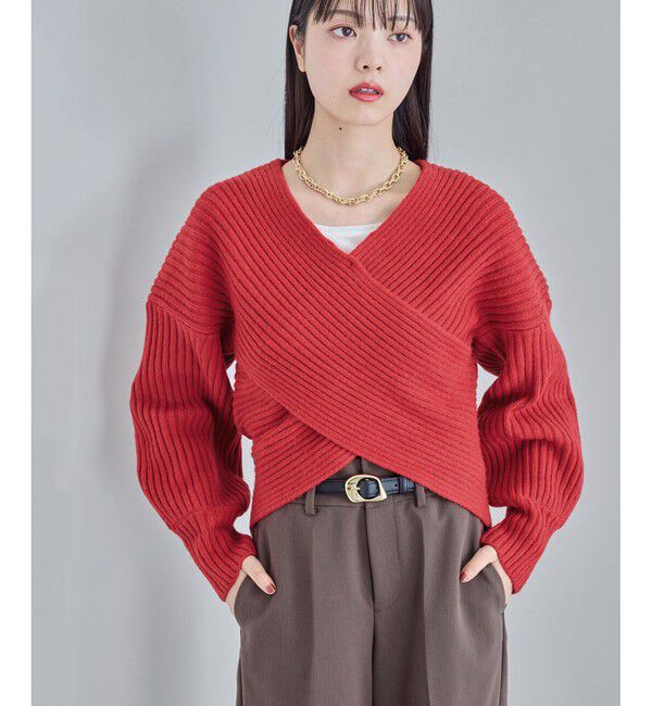 VIS「ふんわりカシュクールニットプルオーバー」|ニット・セーター|