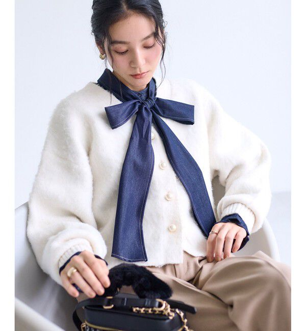 VIS「チェックアソートシャギーニットカーディガン/セットアップ対応」|カーディガン|