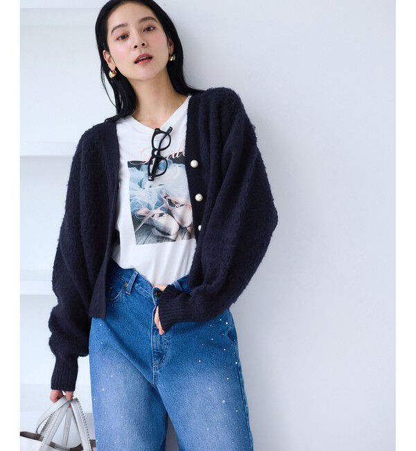 VIS「チェックアソートシャギーニットカーディガン/セットアップ対応」|カーディガン|