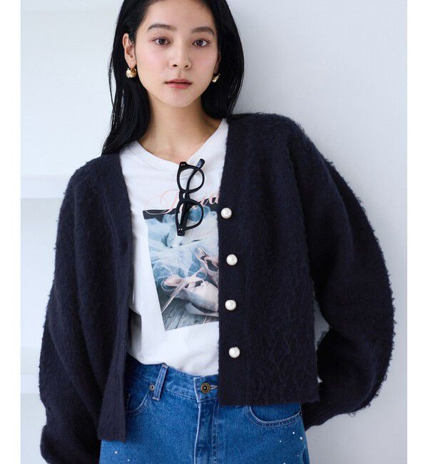 VIS「チェックアソートシャギーニットカーディガン/セットアップ対応」|カーディガン|