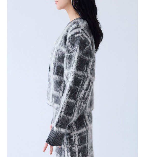 VIS「チェックアソートシャギーニットカーディガン/セットアップ対応」|カーディガン|