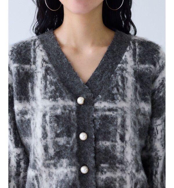 VIS「チェックアソートシャギーニットカーディガン/セットアップ対応」|カーディガン|