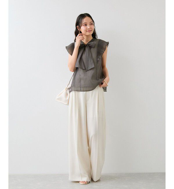 VIS「プリーツフリルシアーボウタイブラウス/2WAY・イージーケア」|シャツ・ブラウス|