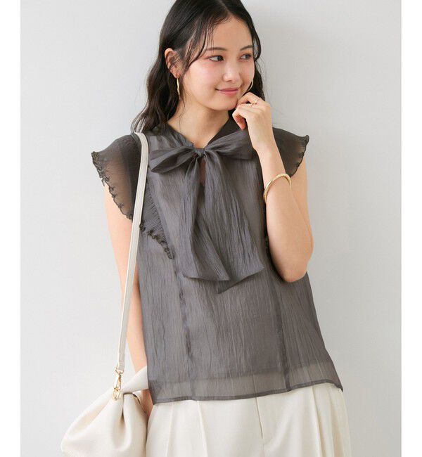 VIS「プリーツフリルシアーボウタイブラウス/2WAY・イージーケア」|シャツ・ブラウス|