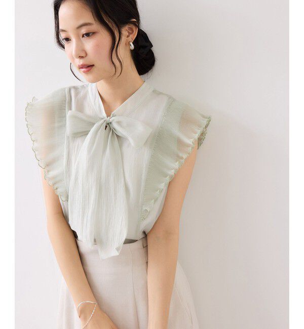 VIS「プリーツフリルシアーボウタイブラウス/2WAY・イージーケア」|シャツ・ブラウス|
