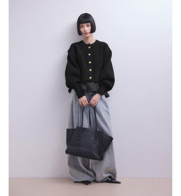 ADAM ET ROPE'「【WEB限定】ペプラムコンビニットカーディガン」|カーディガン|