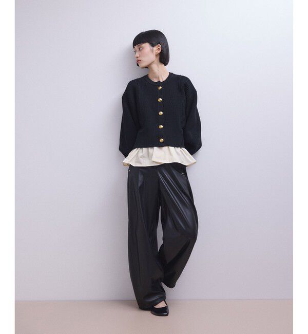 ADAM ET ROPE'「【WEB限定】ペプラムコンビニットカーディガン」|カーディガン|