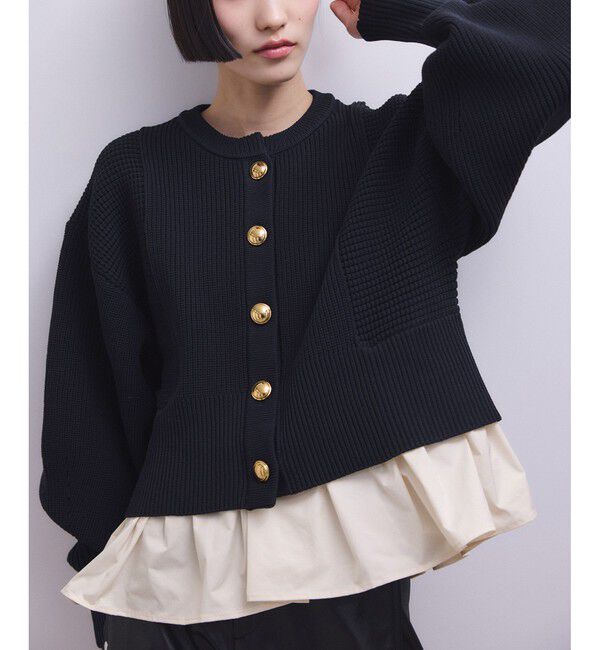 ADAM ET ROPE'「【WEB限定】ペプラムコンビニットカーディガン」|カーディガン|