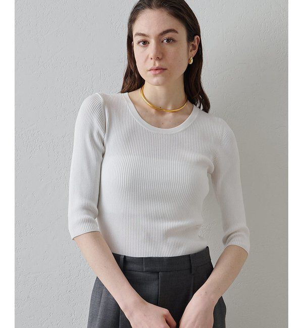 Drawing Numbers「【Drawing Numbers】リブハーフスリーブニット」|ニット・セーター|