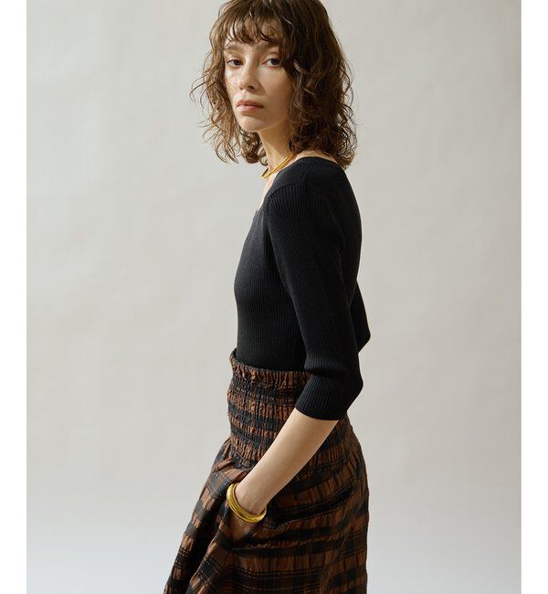 Drawing Numbers「【Drawing Numbers】リブハーフスリーブニット」|ニット・セーター|