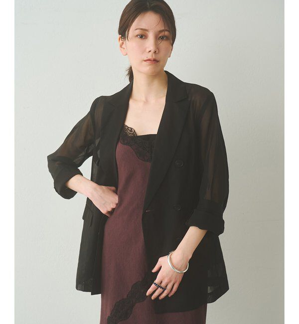 Drawing Numbers「【Drawing Numbers】コットンオーガンジーダブルジャケット」|テーラードジャケット|