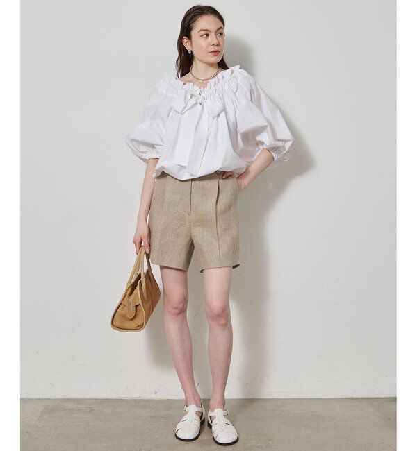  「リネンハーフタックパンツ」|チノ|