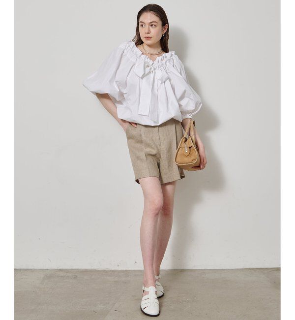  「リネンハーフタックパンツ」|チノ|