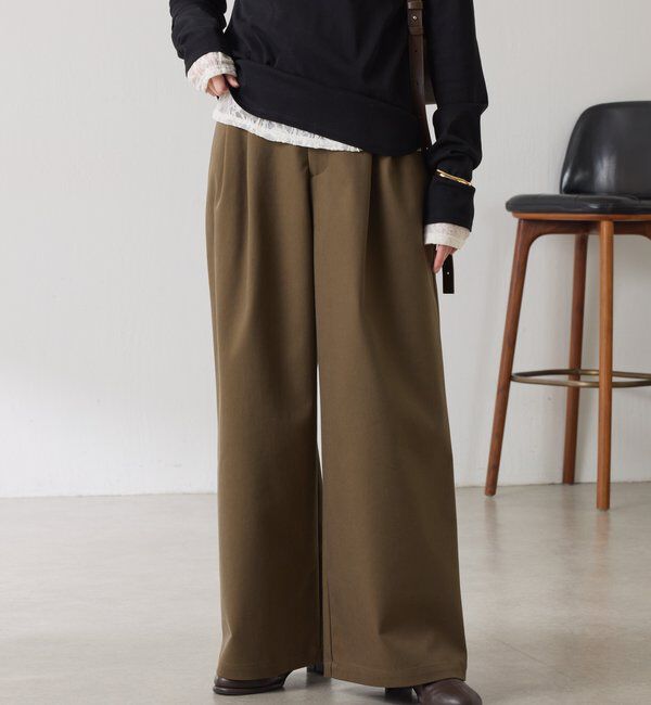  「タックワイドチノパンツ」|チノ|カーキ
