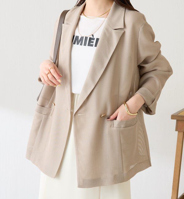  「【夏にも着られる/2サイズ展開】メッシュダブルジャケット」|テーラードジャケット|