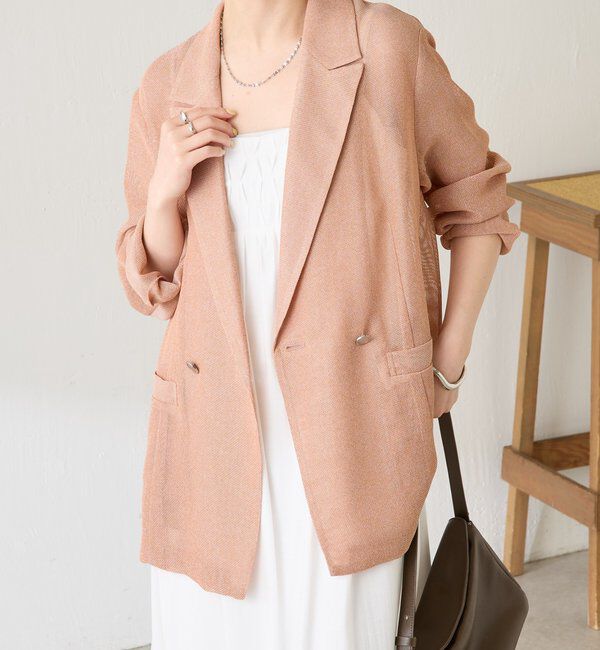  「【夏にも着られる/2サイズ展開】メッシュダブルジャケット」|テーラードジャケット|オレンジ