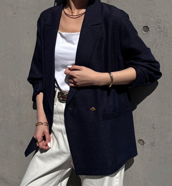  「【夏にも着られる/2サイズ展開】メッシュダブルジャケット」|テーラードジャケット|