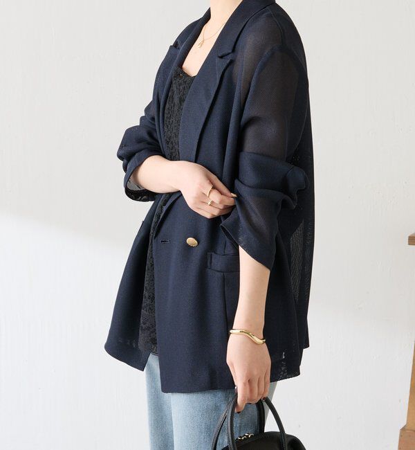  「【夏にも着られる/2サイズ展開】メッシュダブルジャケット」|テーラードジャケット|