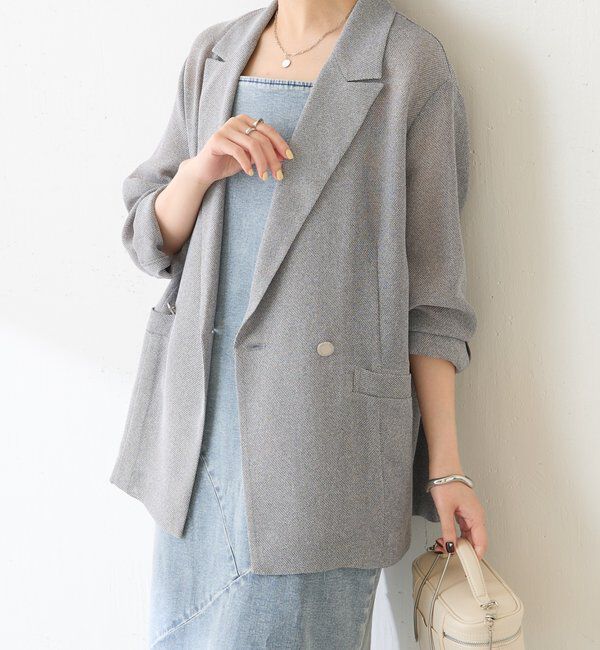  「【夏にも着られる/2サイズ展開】メッシュダブルジャケット」|テーラードジャケット|