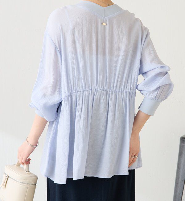  「《1枚で着映える》ギャザー切替シアーシャツカーディガン」|カーディガン|