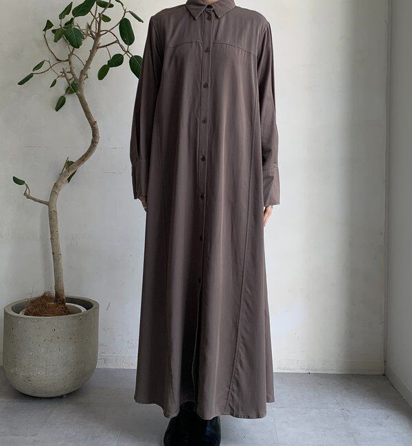  「リヨセルツイルロングシャツワンピース」|ワンピース|