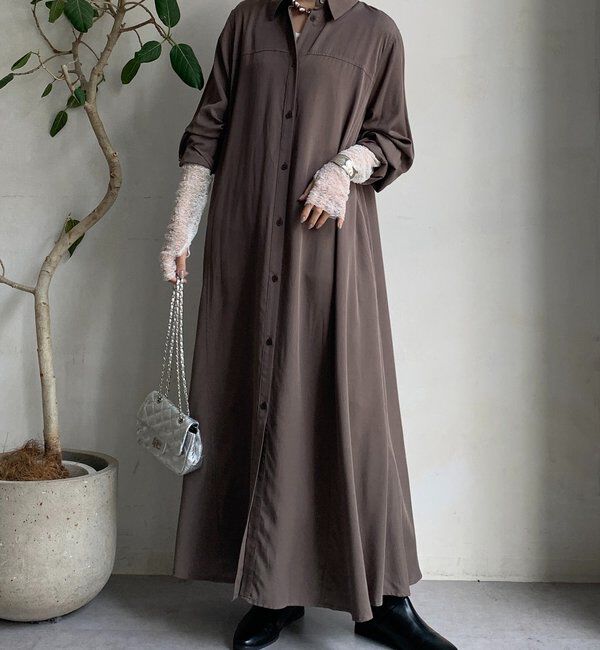  「リヨセルツイルロングシャツワンピース」|ワンピース|