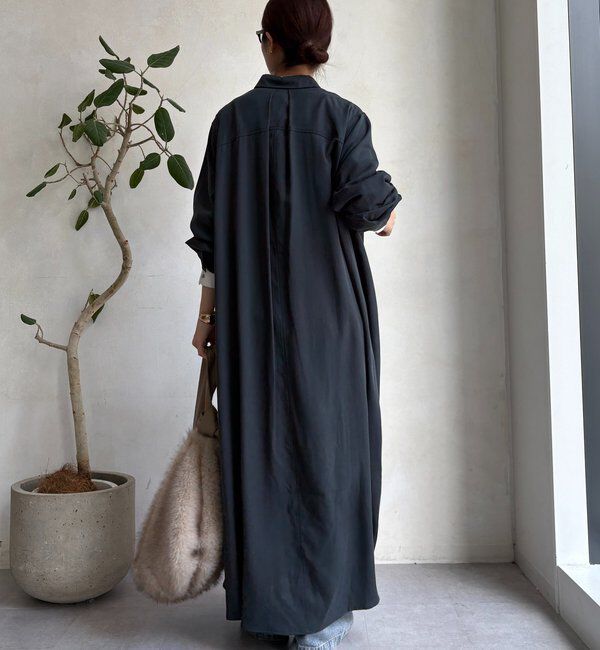  「リヨセルツイルロングシャツワンピース」|ワンピース|
