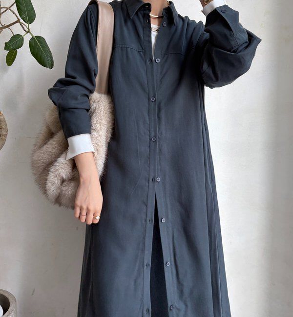  「リヨセルツイルロングシャツワンピース」|ワンピース|