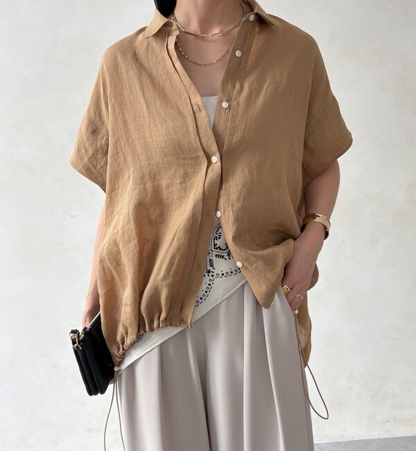  「リネンドロストフレンチシャツ」|シャツ・ブラウス|ベージュ