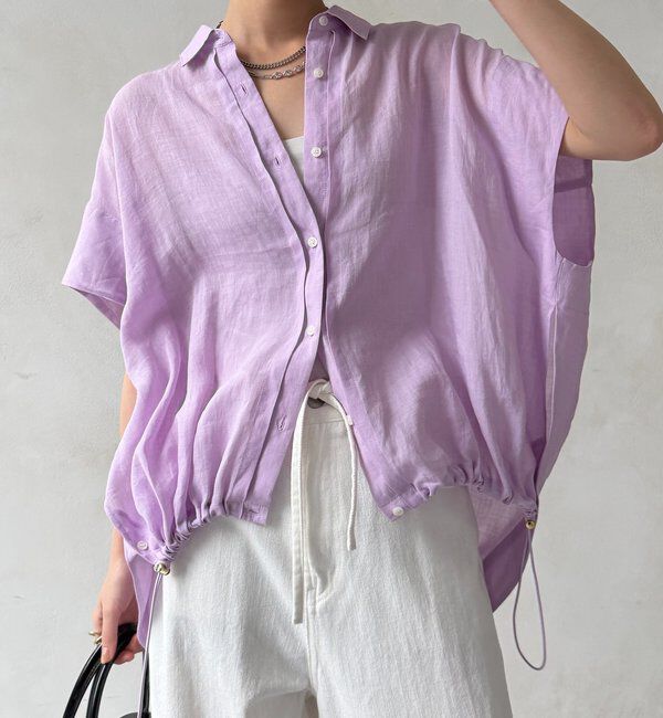  「リネンドロストフレンチシャツ」|シャツ・ブラウス|ピンク