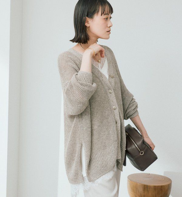  「【前後2WAY/春から初秋までロングシーズン活躍】リネンブレンド2WAYカーデ」|カーディガン|