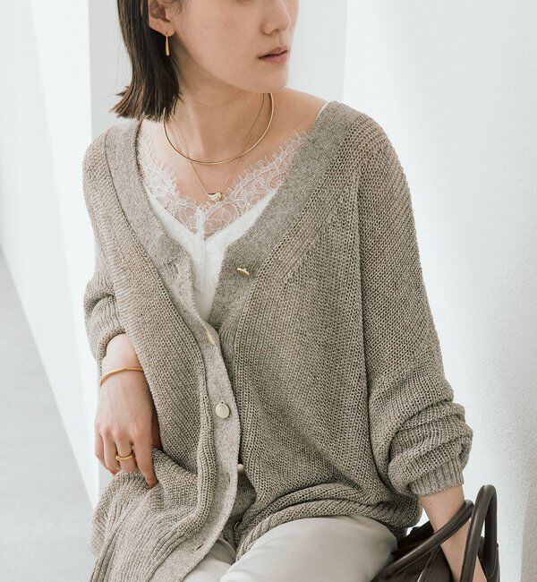  「【前後2WAY/春から初秋までロングシーズン活躍】リネンブレンド2WAYカーデ」|カーディガン|