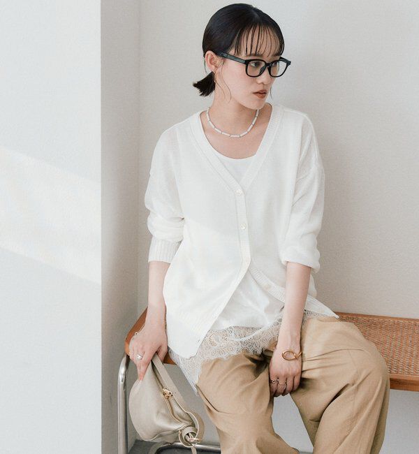  「【レース裾で映える】レースヘムタンクトップ」|キャミソール|