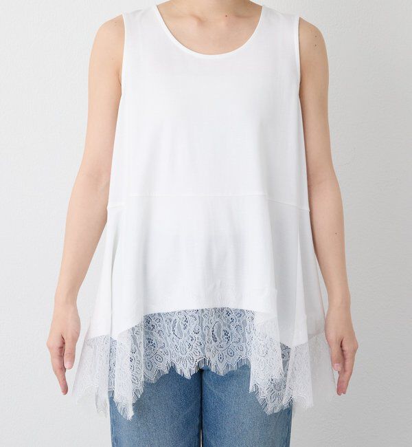  「【レース裾で映える】レースヘムタンクトップ」|キャミソール|