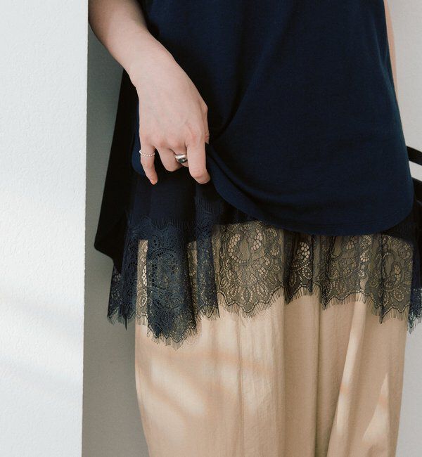  「【レース裾で映える】レースヘムタンクトップ」|キャミソール|